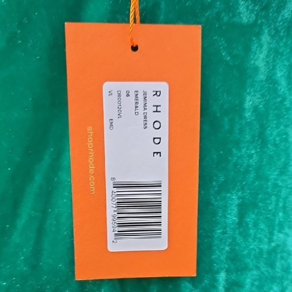 NWT RHODE JEMIMA VELVET SLIP STYLE MAXI DRESS IN EMERALD GREEN SIZE 6 - Picture 6 of 7